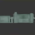 Green Industrial Motor Reducer Connected Components With Metal Design On Dark Background