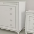 White Console Cabinet and Side Cabinet with Drawers Decorative Trim and Cabinet Legs