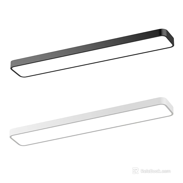 Sleek Modern Black and White Long Rectangular Ceiling Light for Living Room Interior 3d model 