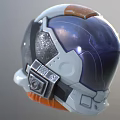 Modern Tech Inspired Helmets With Orange White Black Design And Transparent Visors 3d model