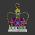 Elegant Crown Jewelry Design Featuring Golden Ornaments Purple Base And Colorful Gemstones