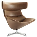 Brown Leather Office Chair With Modern Design And Silver Metal Base