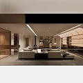Modern Living Room Interior With Beige Sofas Marble Accent Wall And Geometric Rug