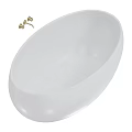Modern White Oval Acrylic Bathtub With Sleek Gold Faucet Hardware And Design
