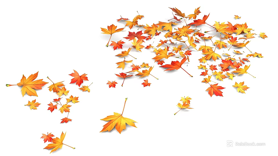 Autumn Maple Leaf Photo Spot With Scattered Colorful Leaves on White Background 3d model 