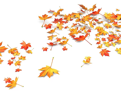 Autumn Maple Leaf Photo Spot With Scattered Colorful Leaves on White Background 3d model