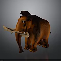 Cartoon Mammoth Character With Orange Red Body Long Tusks And Black Mane