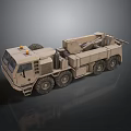 Military Sand Colored Heavy Duty Truck With Crane And Multiple Wheels
