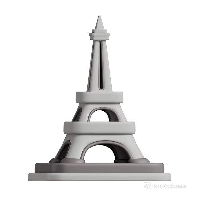 Gray Minimalist Eiffel Tower Model For Decorative Display And Collection 3d model 
