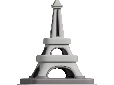 Gray Minimalist Eiffel Tower Model For Decorative Display And Collection 3d model