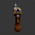 Orange Grip Vintage Pistol with Metal Barrel and Classic Firearm Design