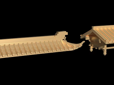 Traditional Chinese Architecture Featuring Golden Tiles Ornate Brackets And Overhanging Eaves 3d model