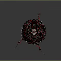Futuristic Sci Fi Mechanical Sphere With Red Black Geometric Patterns Red Antennas And Mechanical Legs