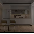 Modern White Sideboard Design With Open Shelves And Storage Cabinets