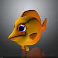 Cute Cartoon Orange Fish Character With Big Blue Eyes 3D Rendered Marine Creature