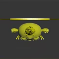 Blue Cartoon Character With Big Eyes Gray Hair Earrings And Yellow Sunray Decorations Posing