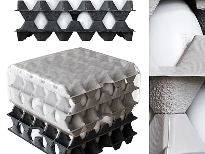 Decorative Ornament Set With Geometric Shapes Stacked Design Transparent And Black Layered Structure 3d model