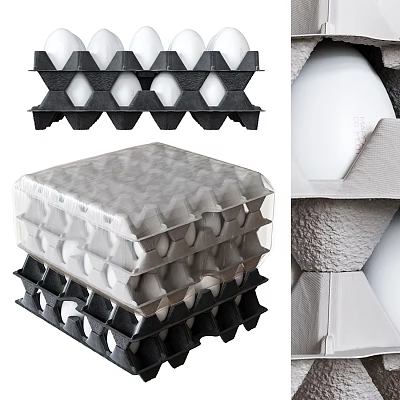Decorative Ornament Set With Geometric Shapes Stacked Design Transparent And Black Layered Structure 3d model