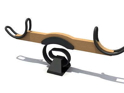 Wooden Seesaw Structure With Black Metal Frame And Curved Handles Design 3d model