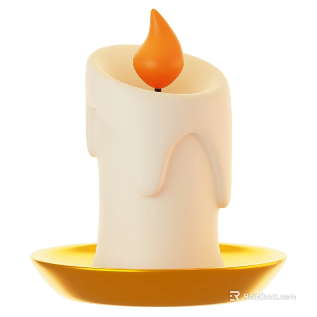 Elegant Decorative Ornament Set With White Melting Candle And Golden Tray For Home Decor 3d model 