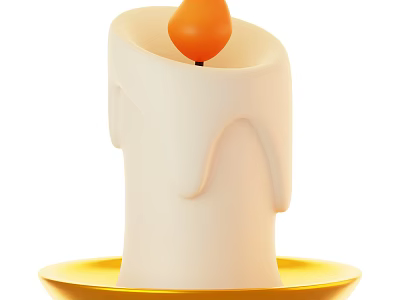 Elegant Decorative Ornament Set With White Melting Candle And Golden Tray For Home Decor 3d model