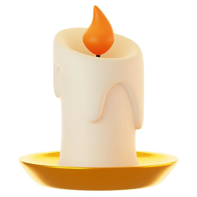 Elegant Decorative Ornament Set With White Melting Candle And Golden Tray For Home Decor 3d model