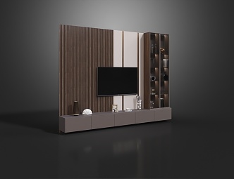 Integrated TV cabinet background wall 3d model