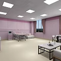 Modern Pink Medical Room Interior With Bed Equipment Sofa And Windows