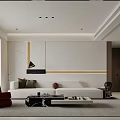 Modern Living And Dining Room Interior With Wooden TV Wall Red Sofa And Coffee Table