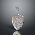 Silver Shield Shaped Pendant With Exquisite Engraved Pattern For Clothing Accessory