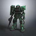 Green Mech Warrior Robot Character Holding Gun In Standing 3D Render 3d model