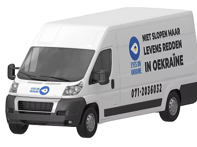 White Van With Supporting Text For Ukraine Healthy Food Charity Mission 3d model