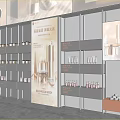 Modern Cosmetics Store Interior With Shelves Displaying Skincare Makeup Products And Elegant Lighting
