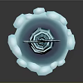 3D Ice Themed Sculpture With Crossed Weapons Blue Spiral Aura And Ice Base
