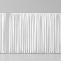 Elegant White Flowing Curtains with Two Different Lengths for Home Decor 3d model