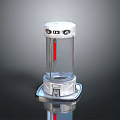 Space Exploration Cylindrical Device With Transparent Body Red Column And Silver Base Number 03