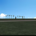 Outdoor Lamp Posts With Various Styles Along Road For Street Lighting
