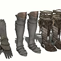 Medieval Style Leather Boots With Lace Up Straps Greaves And Metal Decorative Details