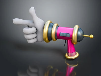 Pink Handheld Household Tool With Gold Ring Decorations And Gray Finger Grip 3d model