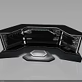 Tech Style Modern Indoor Workspace With Black Desk Metal Frame And Drawers