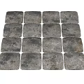 Square Gray Natural Stone Stepping Stones Arranged in Grid for Garden Path