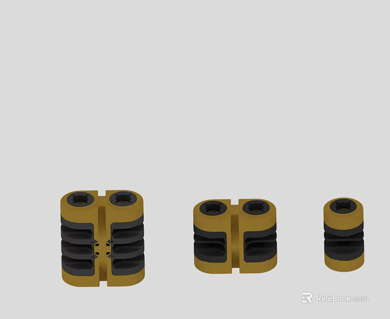 Three Hinged Door Hardware Components With Golden And Black Modern Design 3d model 