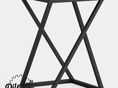 Minimalist Black Metal Stool With Modern Crossed Legs And Geometric Frame Design 3d model