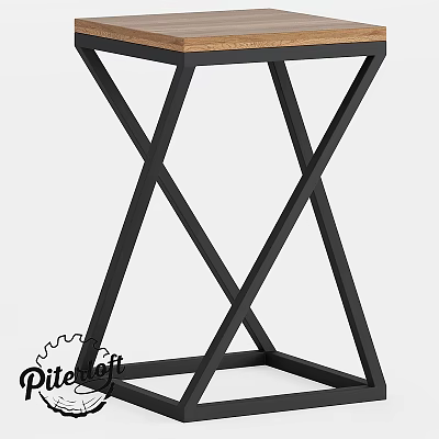 Minimalist Black Metal Stool With Modern Crossed Legs And Geometric Frame Design 3d model