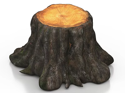 Natural Stone And Wood Tree Stump With Rough Texture And Organic Shape For Decor 3d model