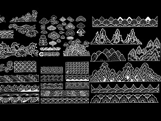 Chinese Traditional Ethnic Pattern Lace Water Pattern Xiangyun Landscape 3d model