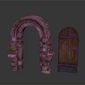 Ancient Stone Archway and Wooden Door Architectural Building Elements Design