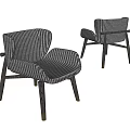 Modern Leisure Chair With Striped Fabric And Wooden Frame For Living Room