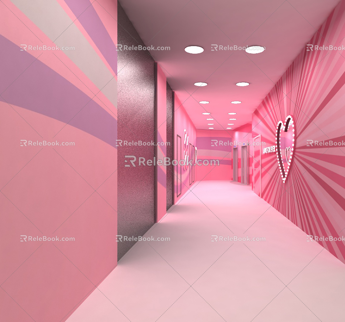 Modern Corridor Pink Channel Mei Chen 3d model