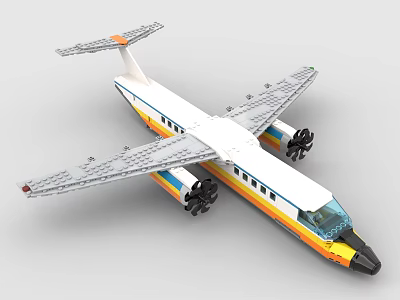 LEGO toy building blocks propeller aircraft transport 3d model